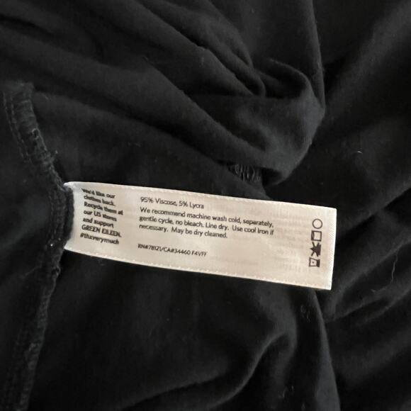 Eileen‎ Fisher Tunic Top Womens Size Large Black Long Sleeves Asymmetric Hem - Picture 7 of 9